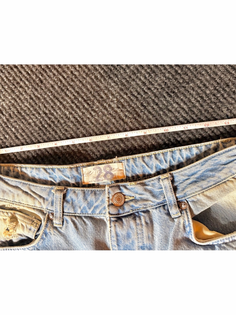 Free People Light Blue Distressed Ankle Jeans with Floral Patch Inset - Picture 5 of 6